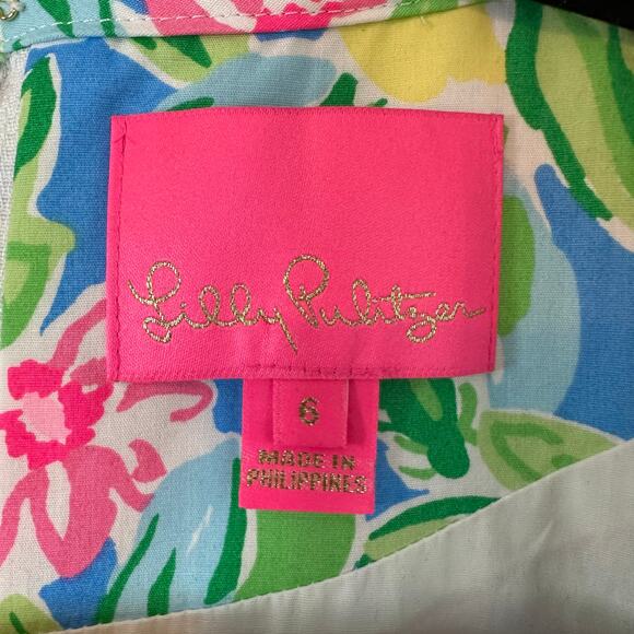 Lilly Pulitzer Poppy Stretch Cotton Shift Dress in Multi Grove Garden Size 6 - Picture 5 of 5
